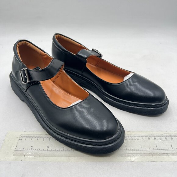 YDN Black Retro Rounded Toe Low Heel Mary Janes Pump Comfort Slip On Dress Shoes - Picture 4 of 8